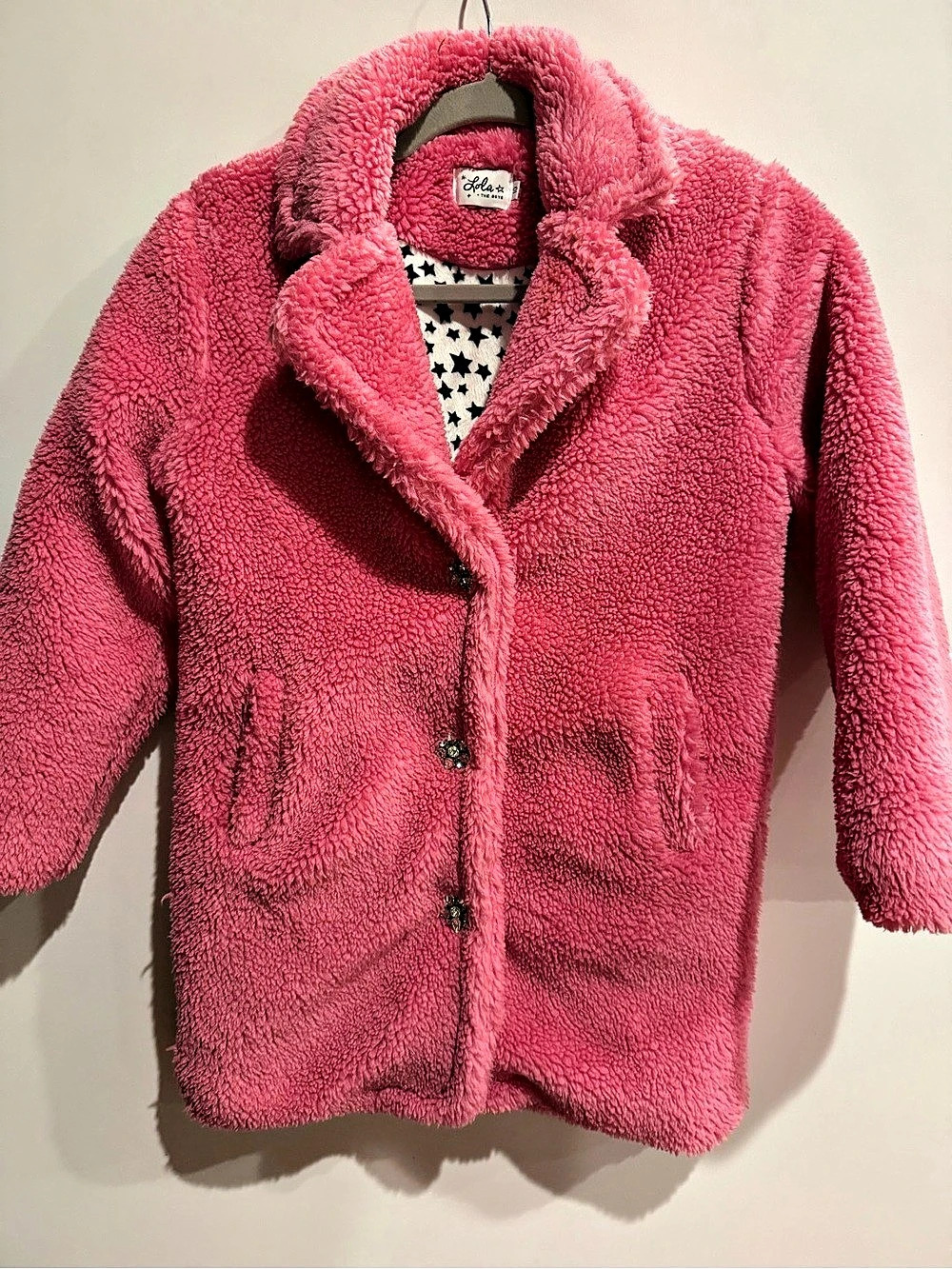 Lola & The Boys Girls Pink Faux Fur Jacket Size 10 Like New